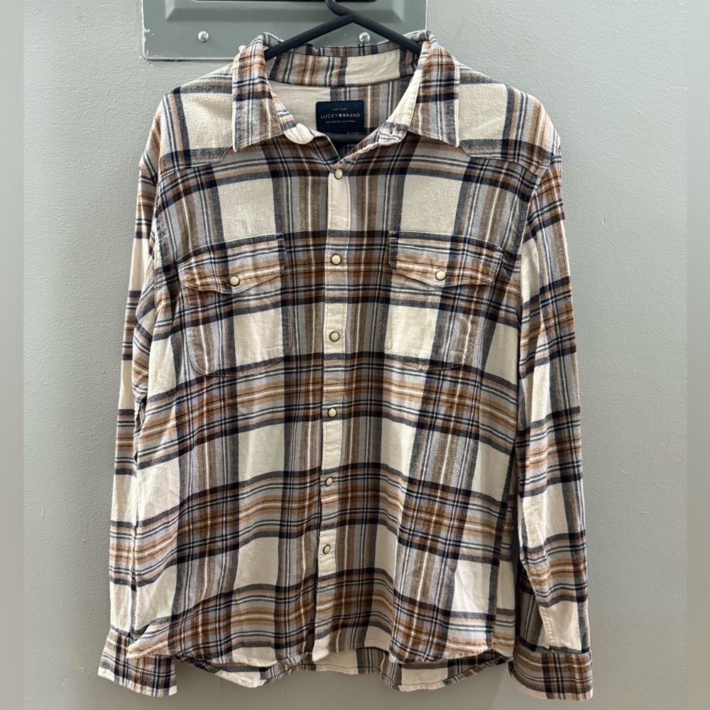 Lucky Brand Plaid Snap-Up Western Shirt